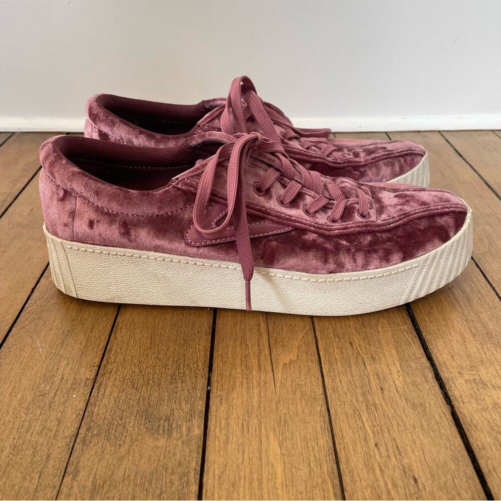 Tretorn Nylite 4 Bold Mauve Pink Crushed Velvet Platform Sneakers 8 - Picture 3 of 9